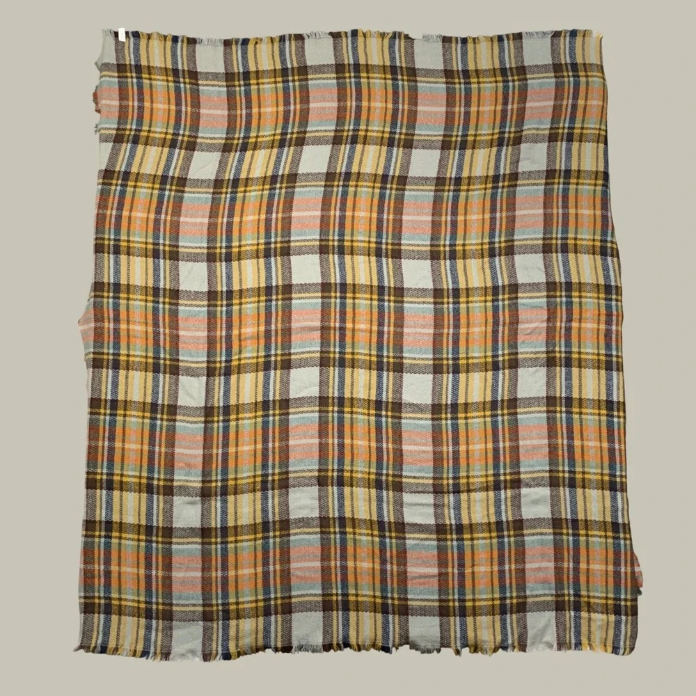 Unbranded Plaid Blanket Scarf Unisex OS Multicolor Fringed Fall Winter Warm Soft